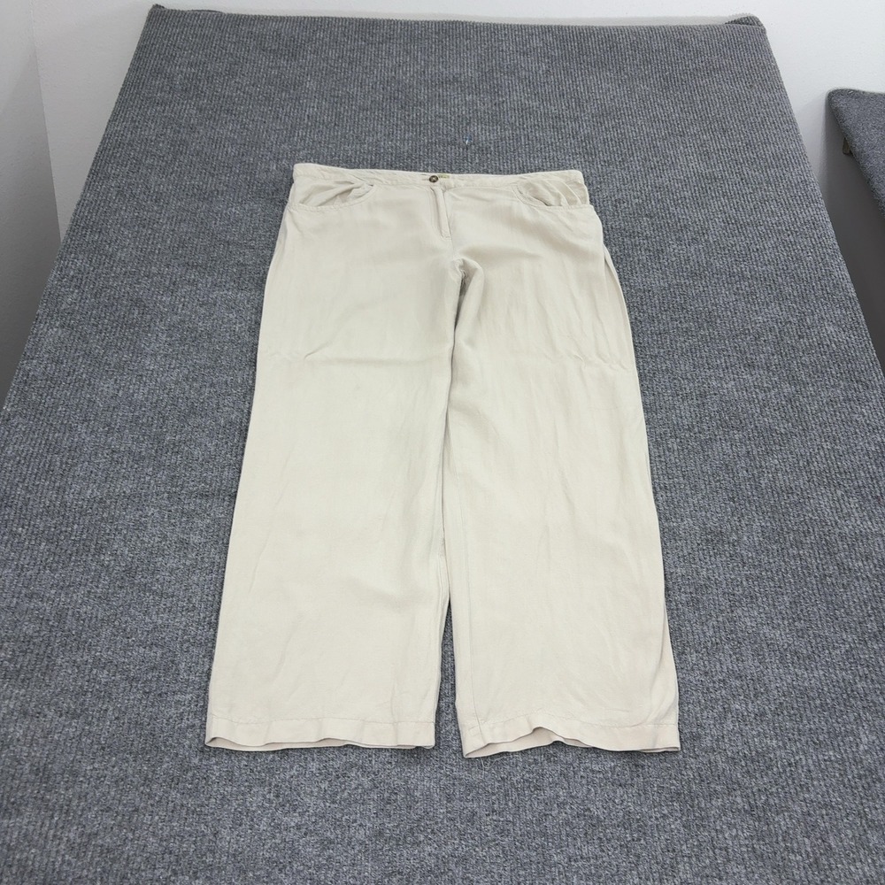 Islander Pants Womens 18 Beige Linen Rayon Blend Wide Leg Casual Coastal Style